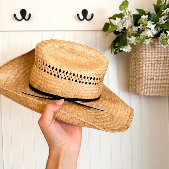 Alamo Hats Supreme Quality Western Straw Cowboy Hat Brown 6 7/8 - Picture 6 of 9